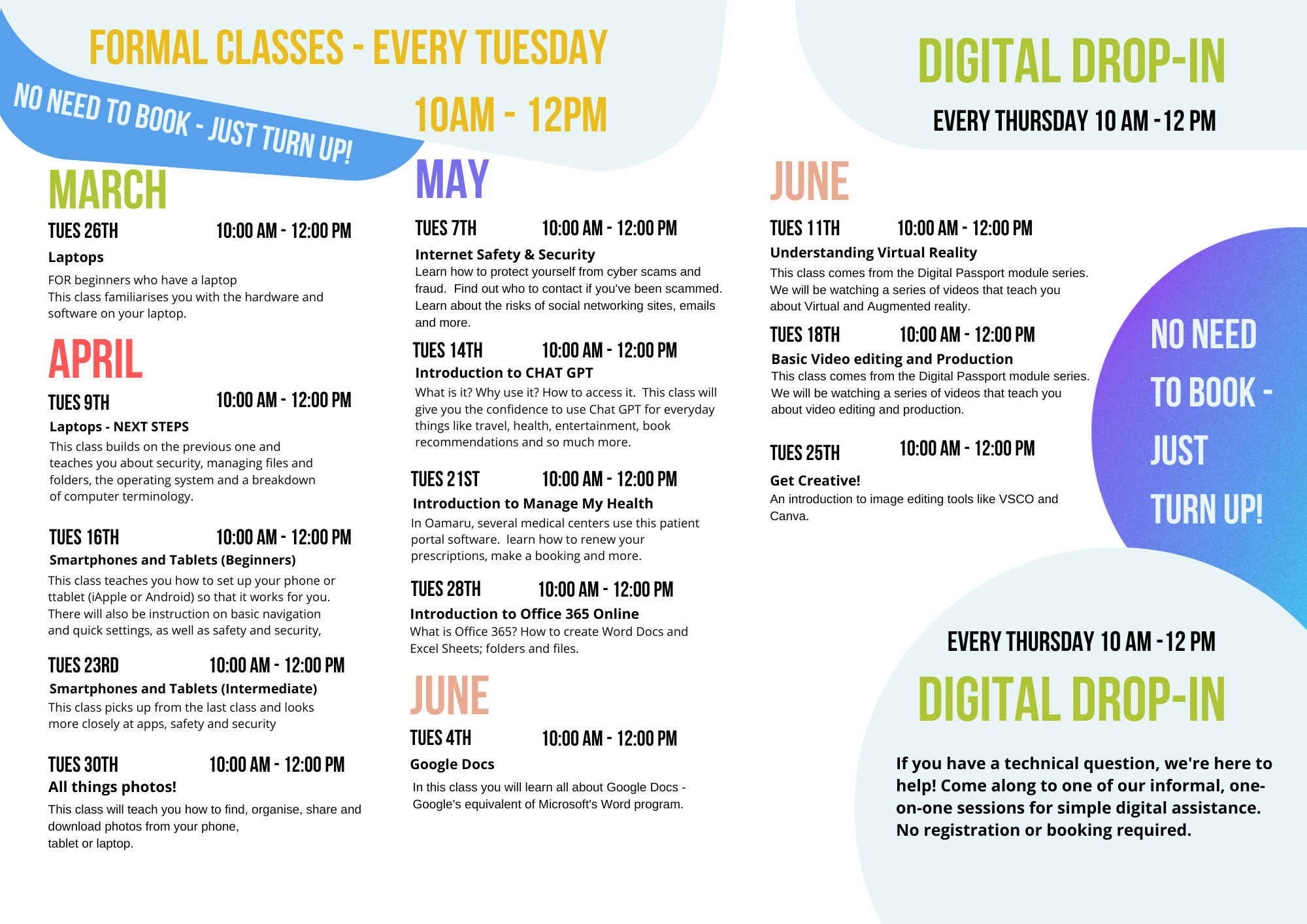 Digital classes schedule for 2024