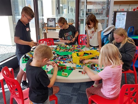 Photo of Children playing leggo at Oamaru Public Library