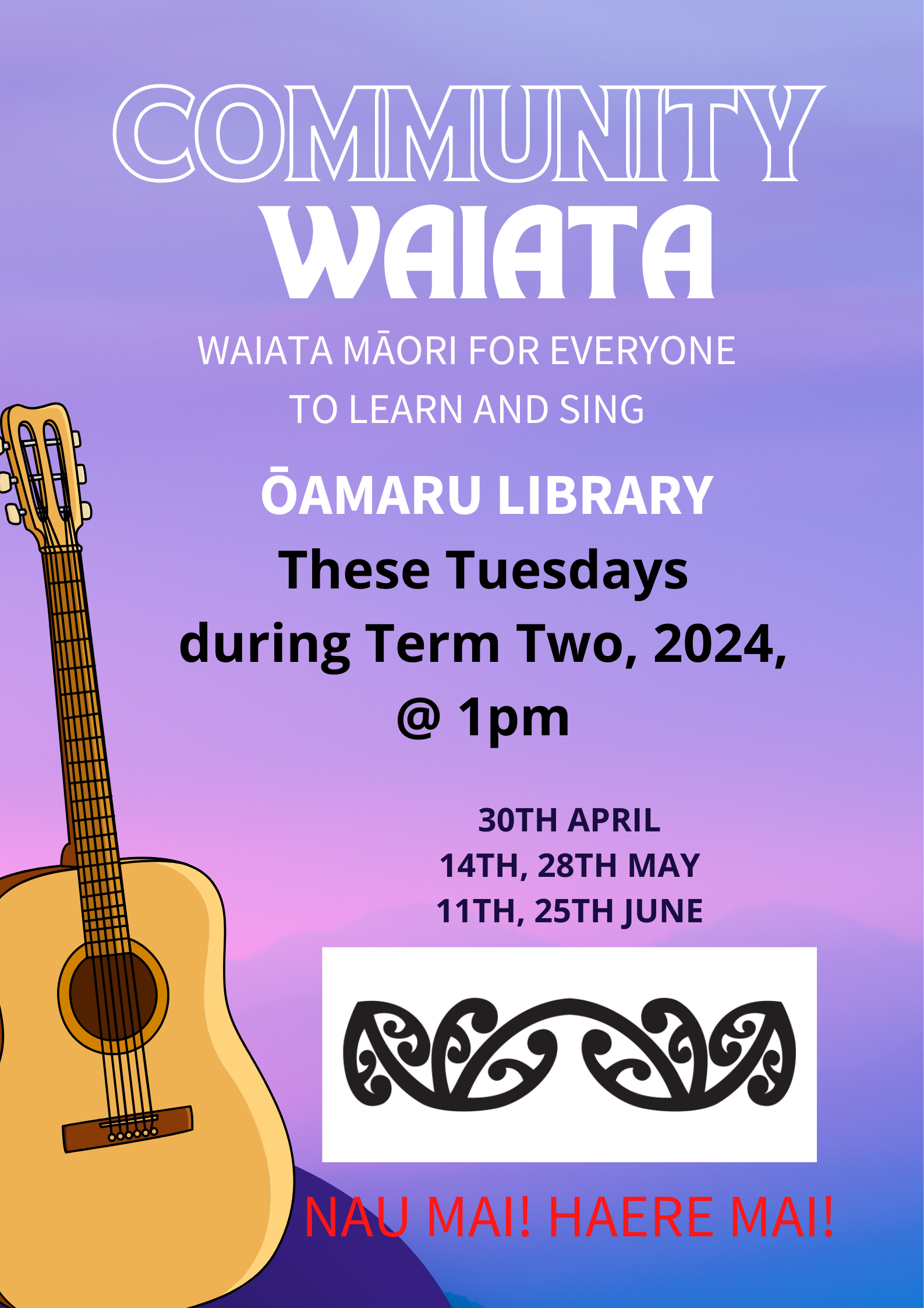 Community Waiata purple poster