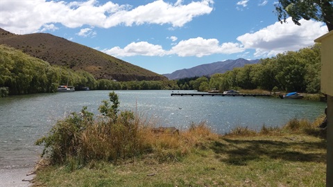 View of lake and mountains from Sailors Cutting campgrounds