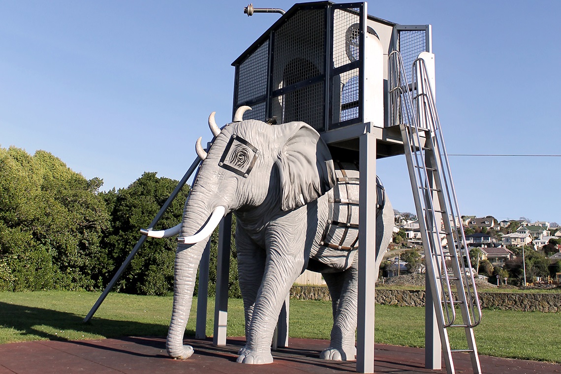 Elephant play equipment at the Steampunk Playground