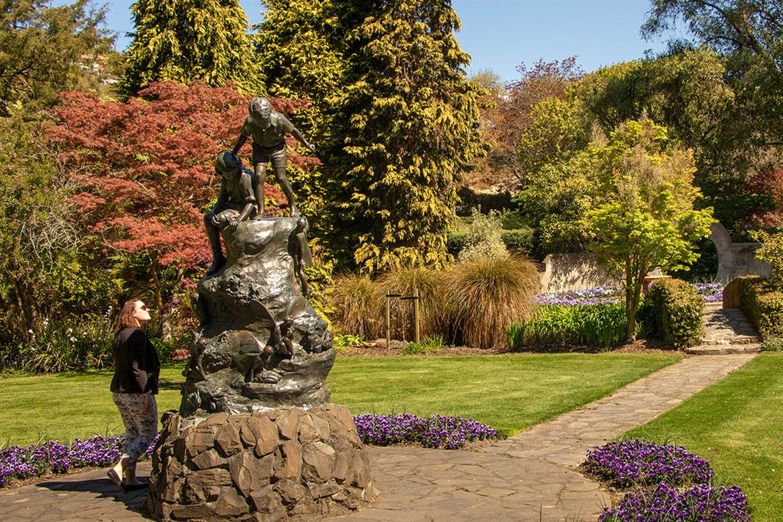 wonderland statue and garden