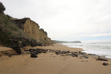 The southern Beach Road site on the left side of frame, very close to the beach