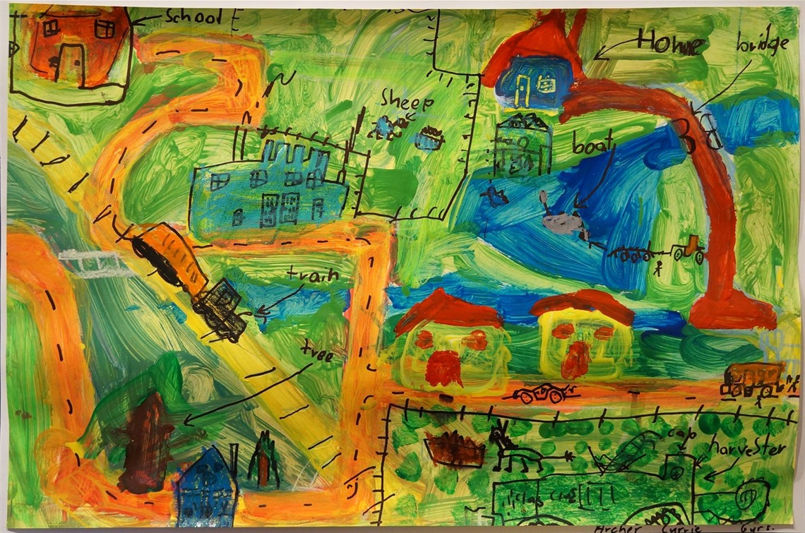 Image: Map of my route from home to school, Archer Currie, Maheno School, Burns Memorial Art Exhibition 53