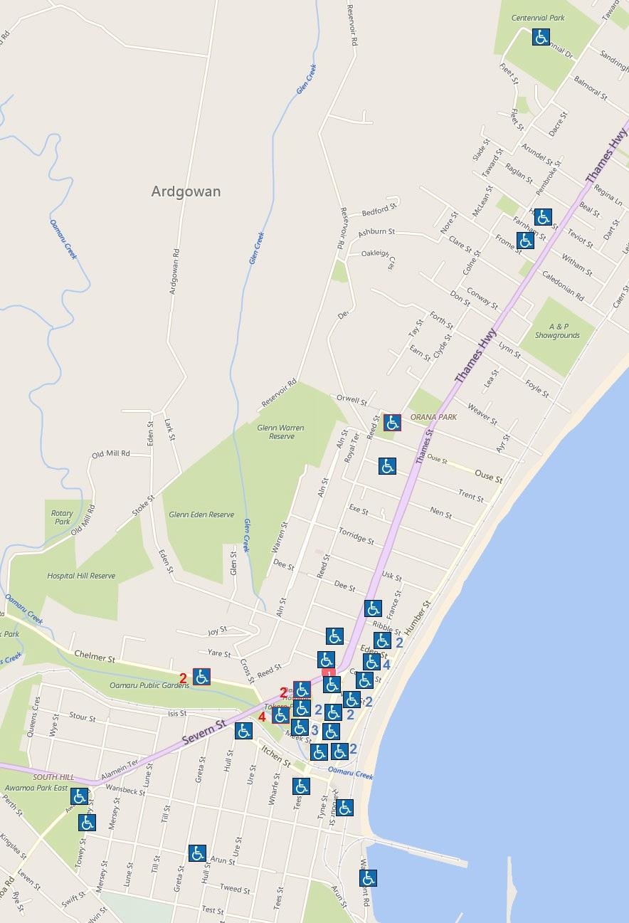 Oamaru Mobility Parking Map