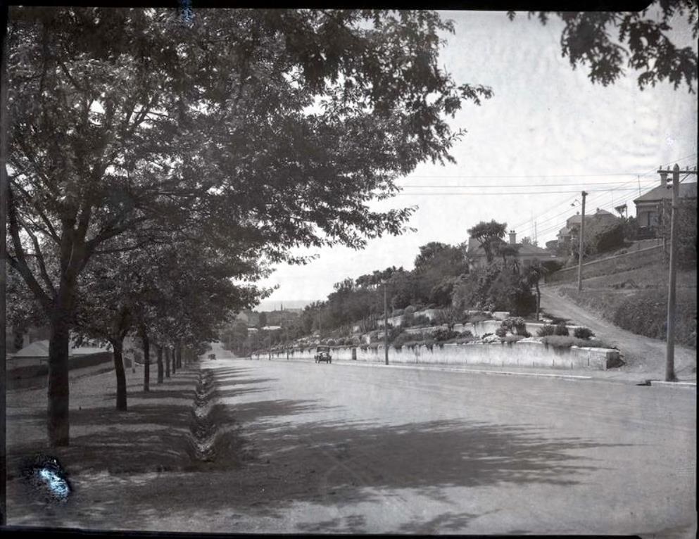 View from near Douglas Terrace along Severn Street toward Thames Street.c. 1930s