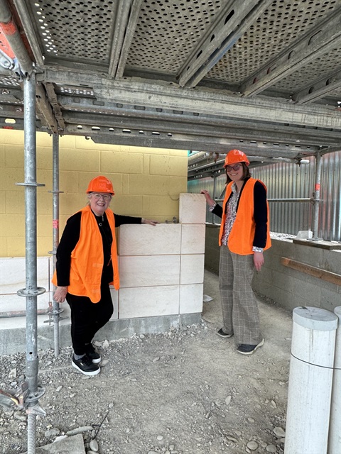 Heather and Chloe with the blocks